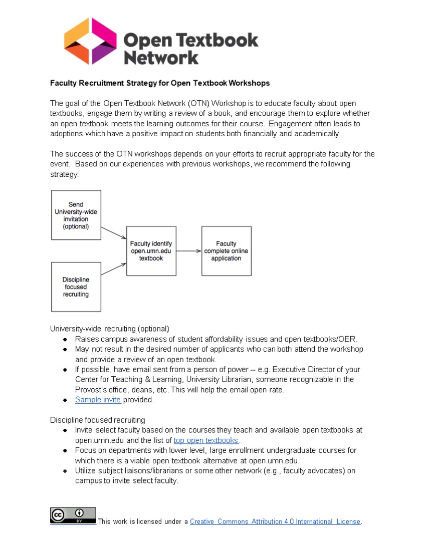 Faculty Recruitment Strategy for Open Textbook Workshops - Page 1