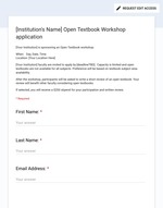 [Institution's Name] Open Textbook Workshop Application