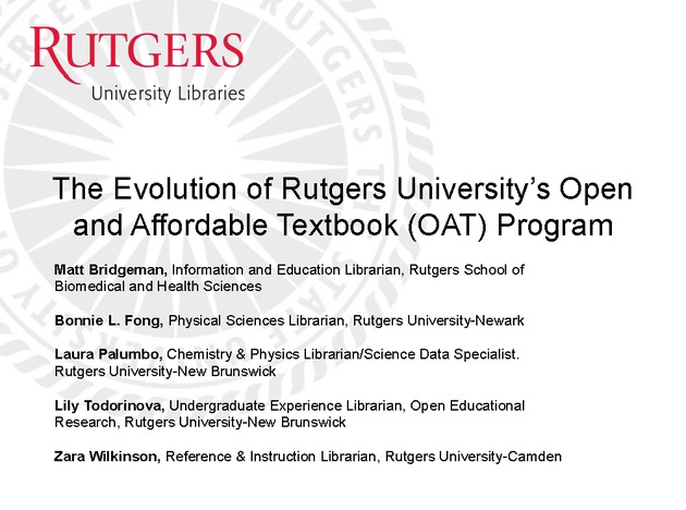 The Evolution of Rutgers University’s Open and Affordable Textbook (OAT) Program - Page 1