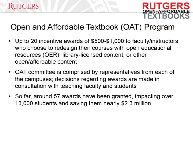 The Evolution of Rutgers University’s Open and Affordable Textbook (OAT) Program - Page 5
