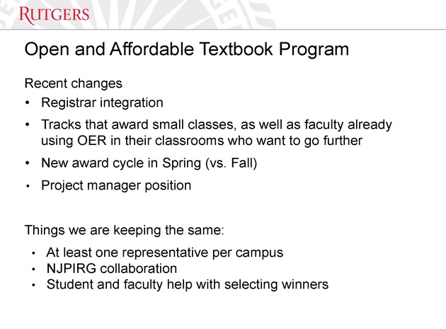 The Evolution of Rutgers University’s Open and Affordable Textbook (OAT) Program - Page 7