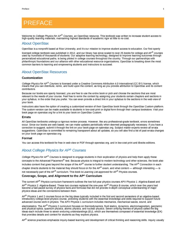 College Physics (AP Courses) - Front Matter 12