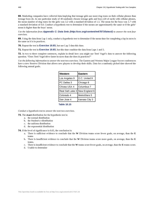 Business Statistics - Page 444