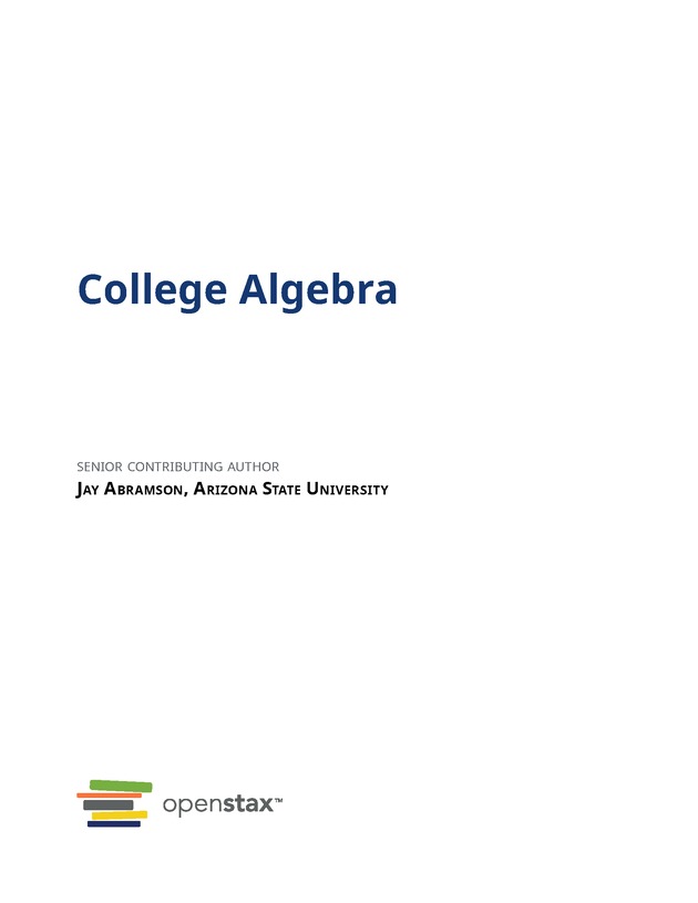 College Algebra - Front Matter 3