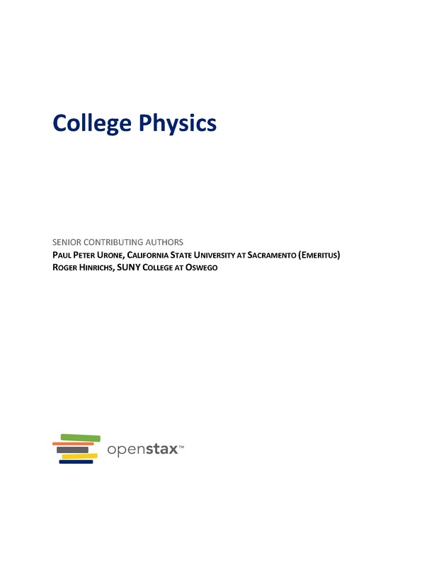 College Physics (Algebra) - Title Page 1