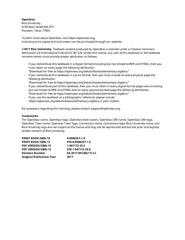 Elementary Algebra - 