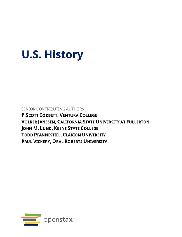 U.S. History - Front Matter 1
