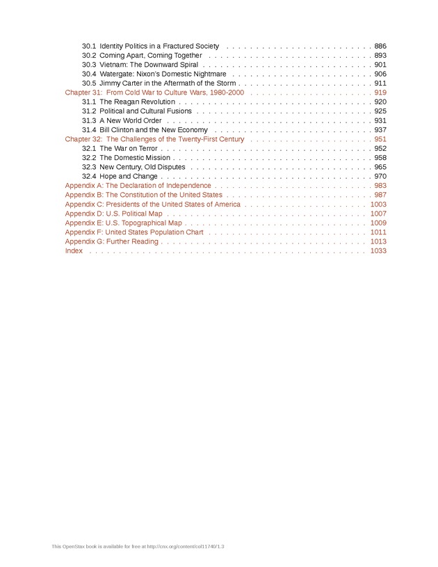 U.S. History - Table of Contents 4