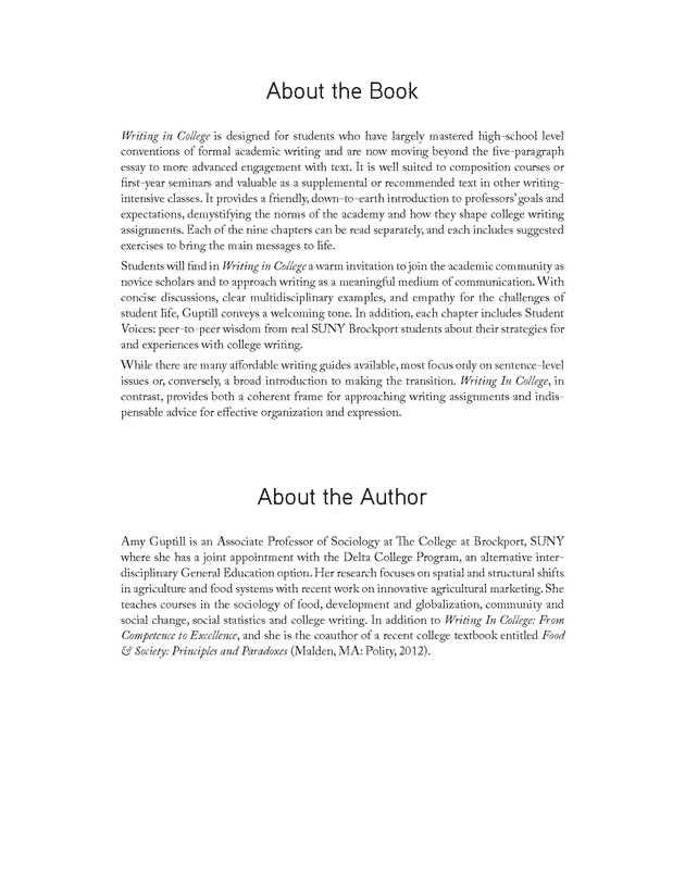 Writing In College: From Competence to Excellence - Front Matter 3