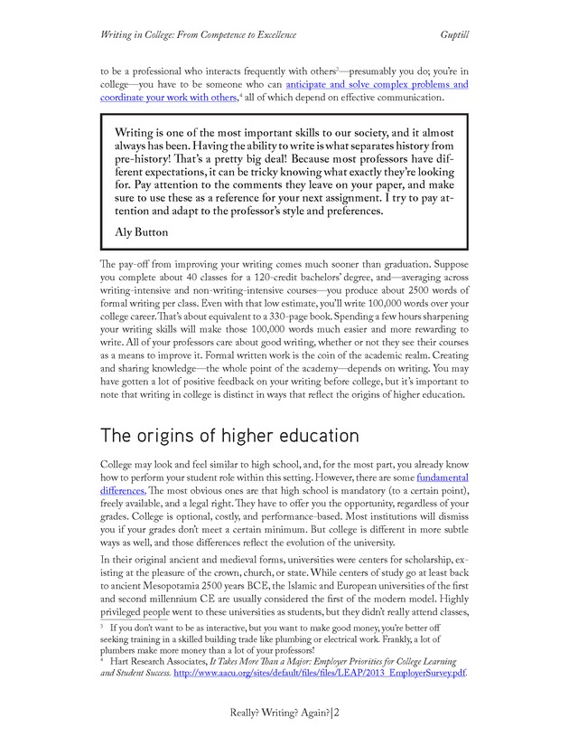 Writing In College: From Competence to Excellence - Page 2