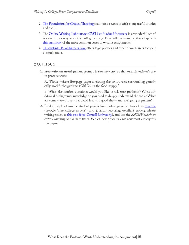 Writing In College: From Competence to Excellence - Page 18
