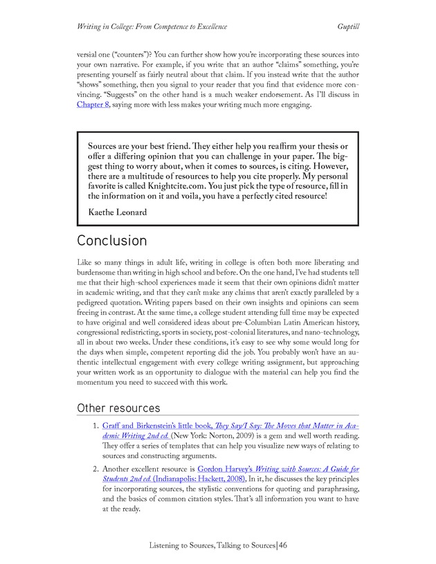 Writing In College: From Competence to Excellence - Page 46