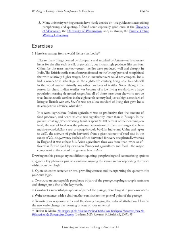 Writing In College: From Competence to Excellence - Page 47