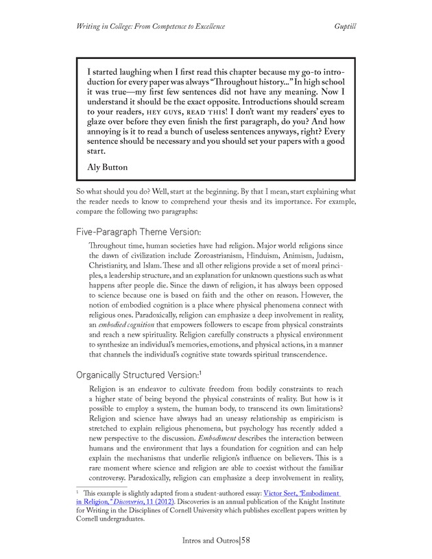 Writing In College: From Competence to Excellence - Page 58
