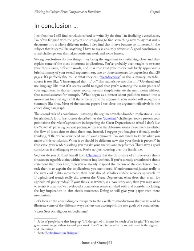 Writing In College: From Competence to Excellence - Page 61