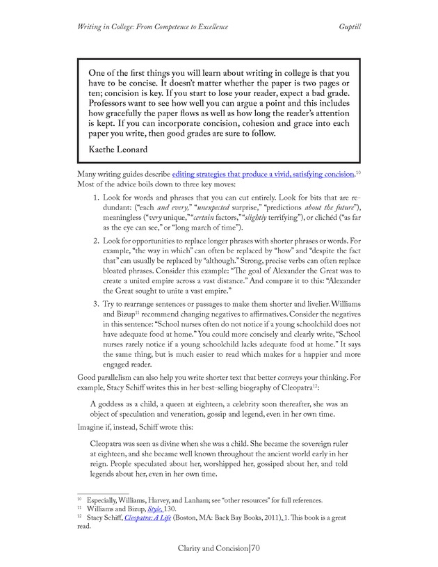 Writing In College: From Competence to Excellence - Page 70