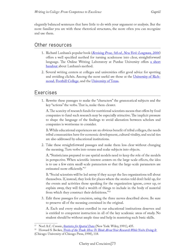 Writing In College: From Competence to Excellence - Page 73