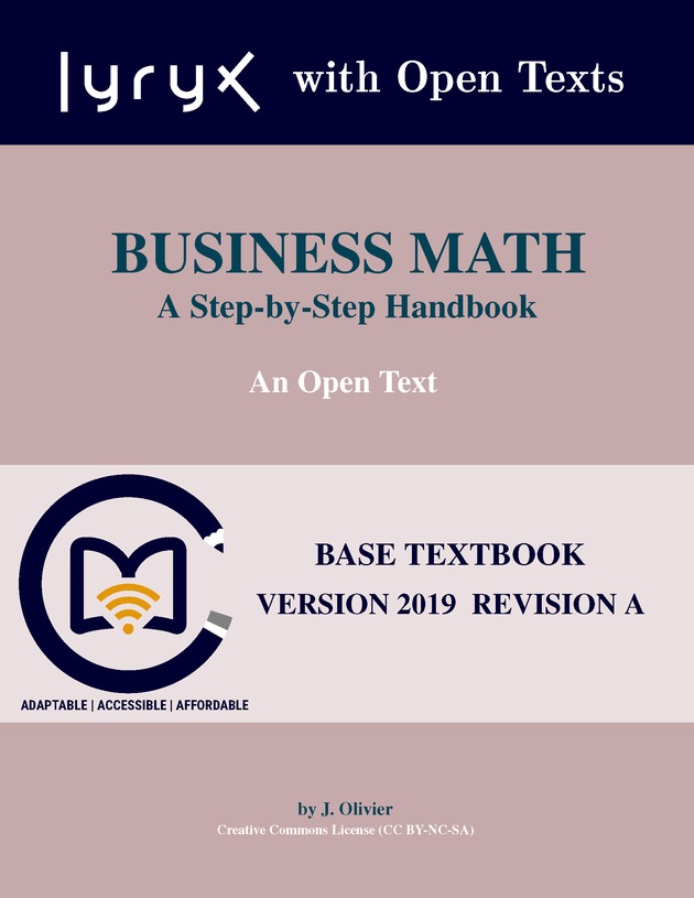 BUSINESS MATH: A Step-By-Step Handbook - Cover 1