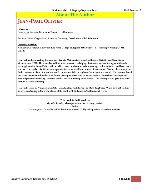 BUSINESS MATH: A Step-By-Step Handbook - Front Matter 3