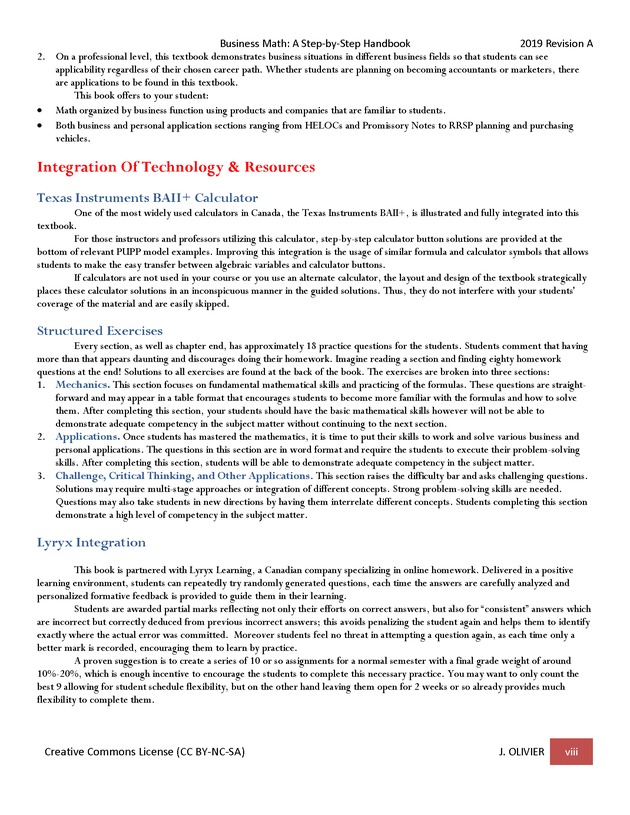 BUSINESS MATH: A Step-By-Step Handbook - Front Matter 6