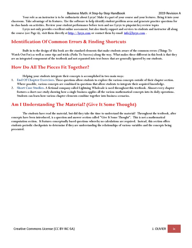 BUSINESS MATH: A Step-By-Step Handbook - Front Matter 7