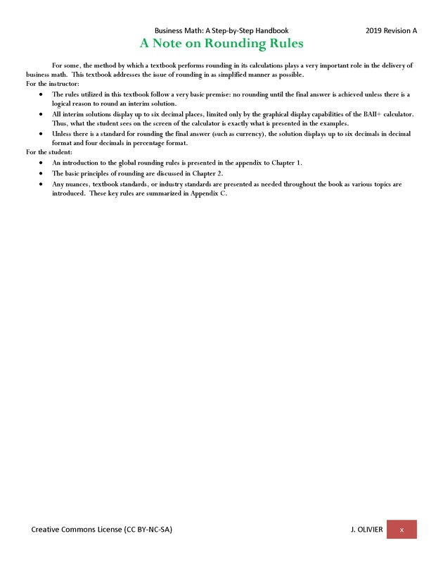 BUSINESS MATH: A Step-By-Step Handbook - Front Matter 8