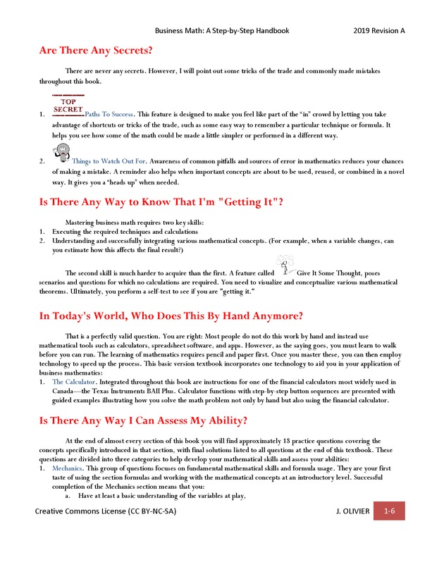 BUSINESS MATH: A Step-By-Step Handbook - Page 6