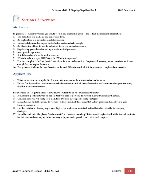 BUSINESS MATH: A Step-By-Step Handbook - Page 8