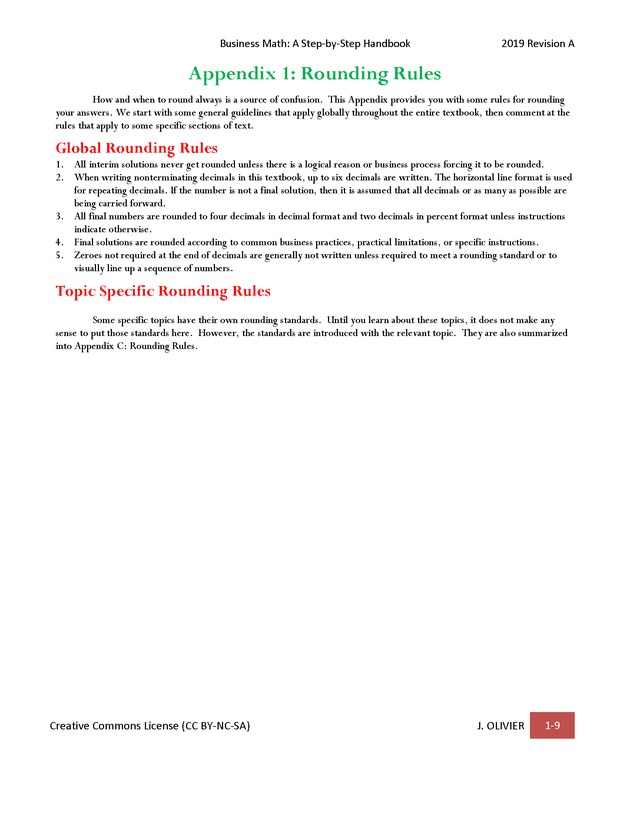 BUSINESS MATH: A Step-By-Step Handbook - Page 9