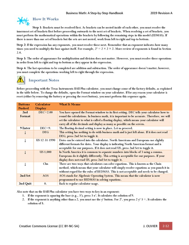 BUSINESS MATH: A Step-By-Step Handbook - Page 12