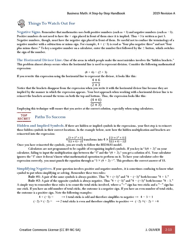 BUSINESS MATH: A Step-By-Step Handbook - Page 13