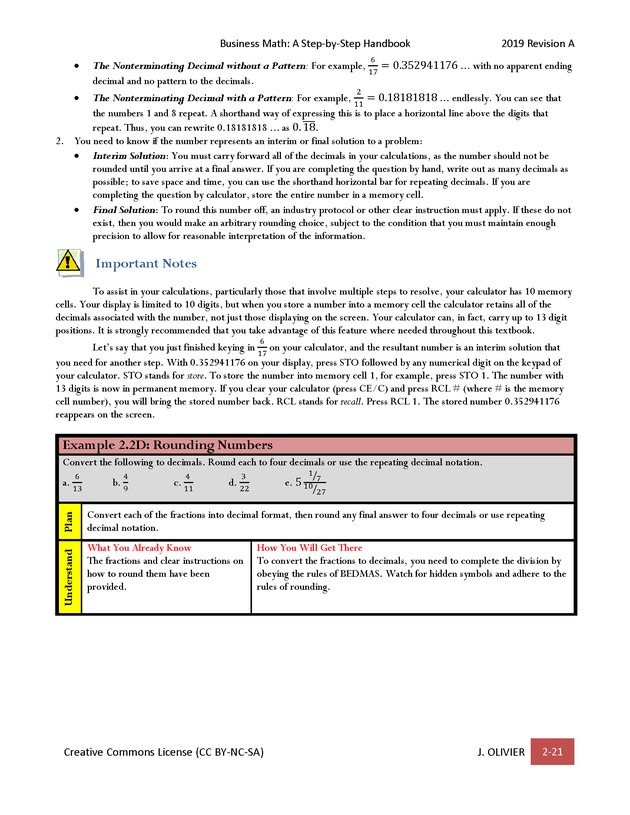 BUSINESS MATH: A Step-By-Step Handbook - Page 21