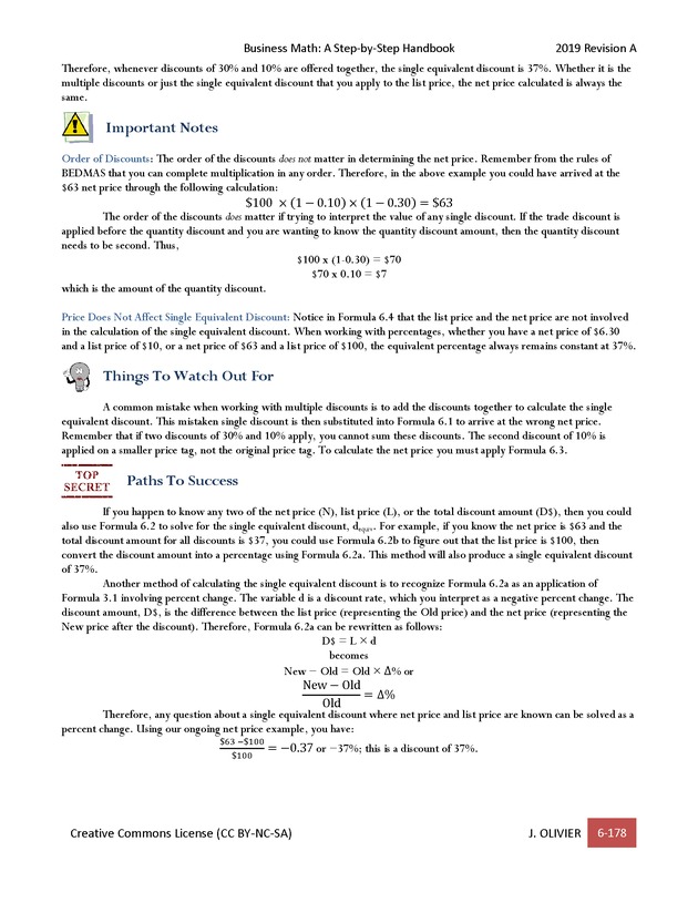 BUSINESS MATH: A Step-By-Step Handbook - Page 178