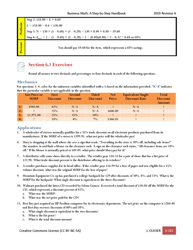 BUSINESS MATH: A Step-By-Step Handbook - Page 181