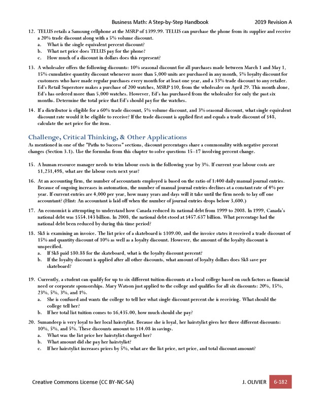 BUSINESS MATH: A Step-By-Step Handbook - Page 182