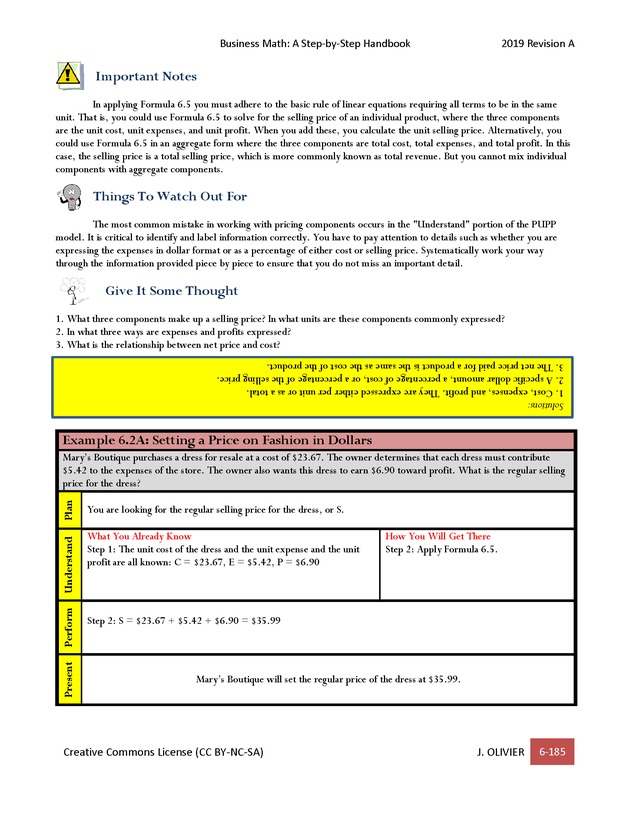 BUSINESS MATH: A Step-By-Step Handbook - Page 185