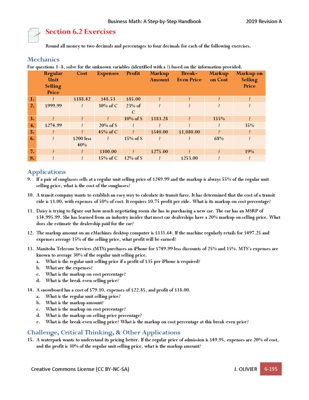 BUSINESS MATH: A Step-By-Step Handbook - Page 195