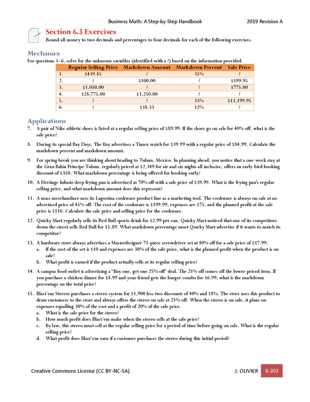 BUSINESS MATH: A Step-By-Step Handbook - Page 203