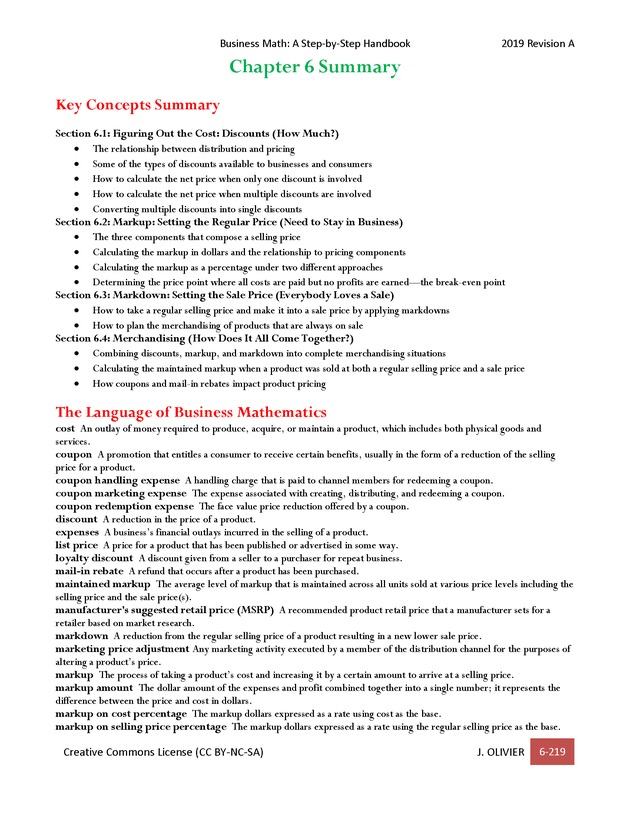 BUSINESS MATH: A Step-By-Step Handbook - Page 219