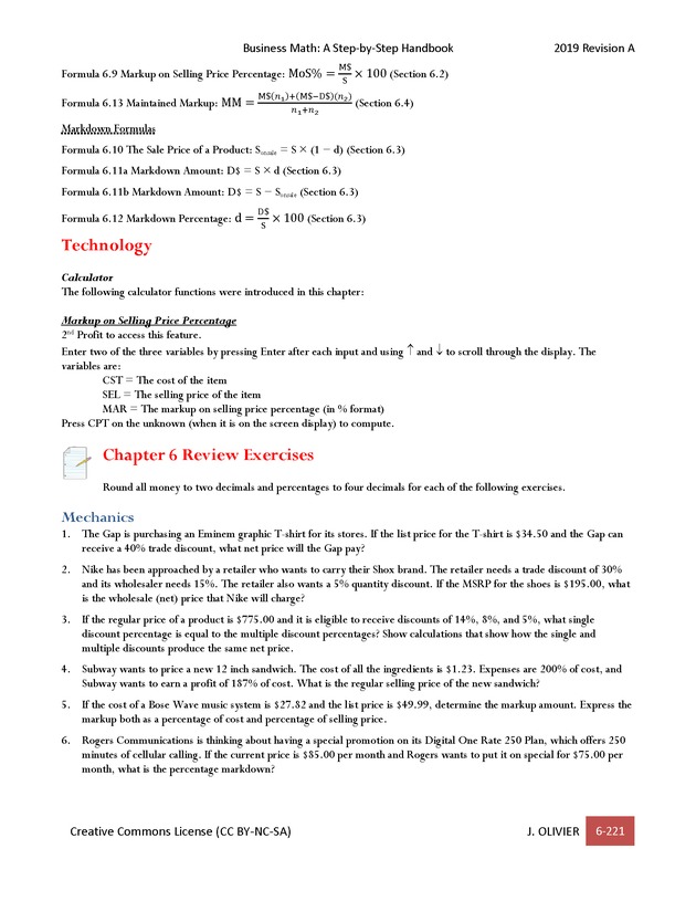 BUSINESS MATH: A Step-By-Step Handbook - Page 221