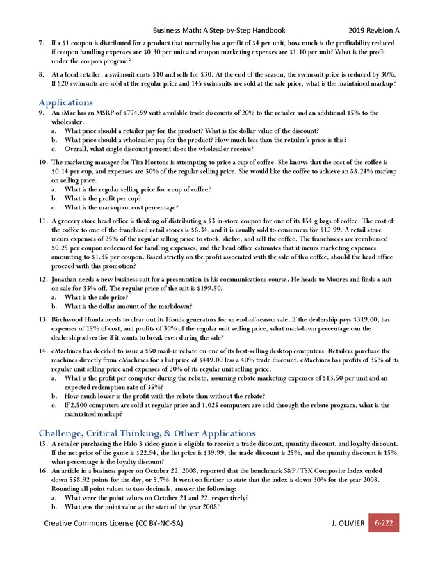 BUSINESS MATH: A Step-By-Step Handbook - Page 222