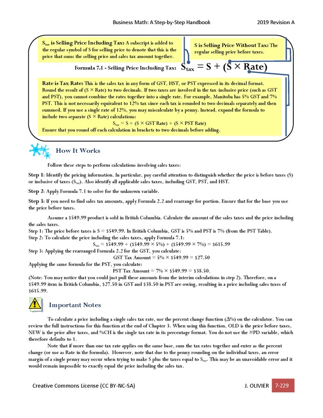 BUSINESS MATH: A Step-By-Step Handbook - Page 229