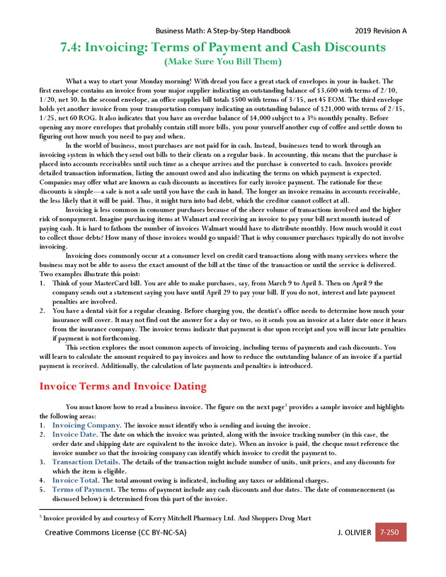 BUSINESS MATH: A Step-By-Step Handbook - Page 250