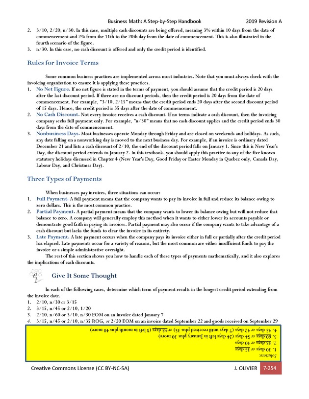 BUSINESS MATH: A Step-By-Step Handbook - Page 254