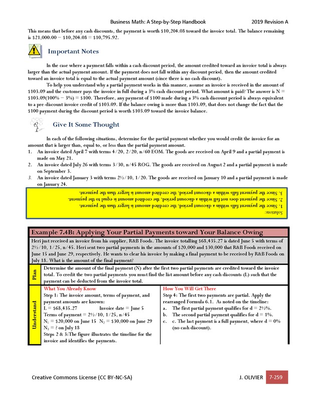BUSINESS MATH: A Step-By-Step Handbook - Page 259