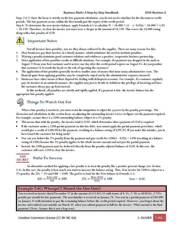 BUSINESS MATH: A Step-By-Step Handbook - Page 261