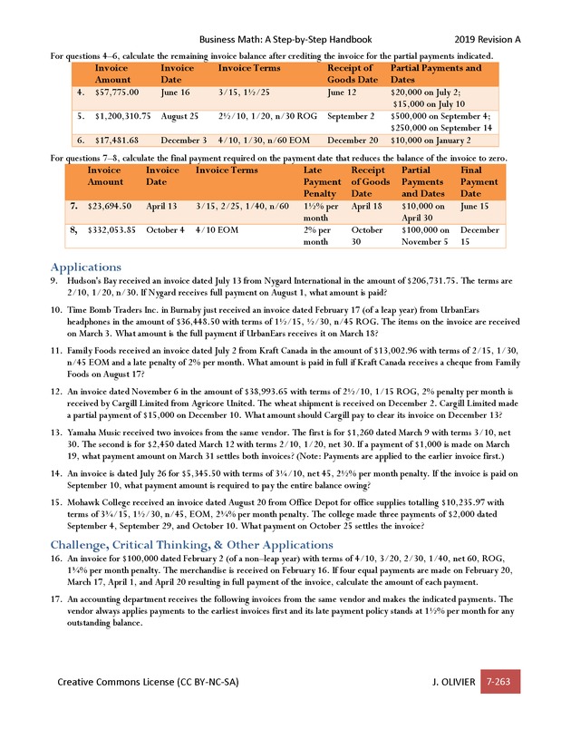 BUSINESS MATH: A Step-By-Step Handbook - Page 263