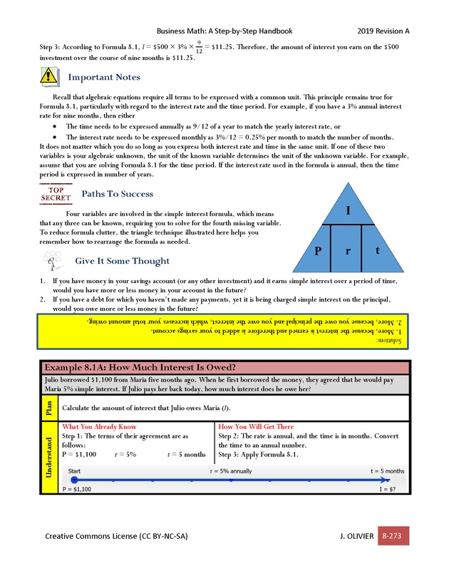 BUSINESS MATH: A Step-By-Step Handbook - Page 273