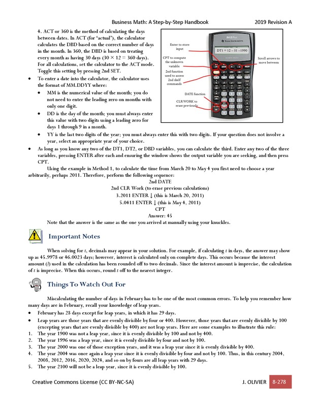 BUSINESS MATH: A Step-By-Step Handbook - Page 278