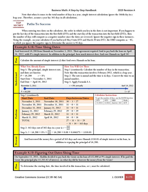 BUSINESS MATH: A Step-By-Step Handbook - Page 279